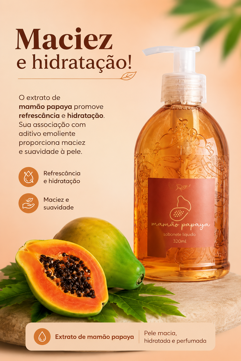  SABONETE LÍQUIDO MAMÂO PAPAYA - 350ml