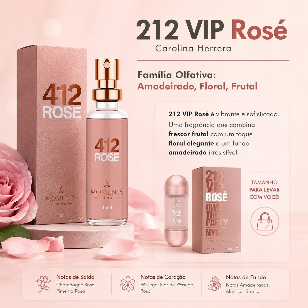 PERFUME FEMININO 412 ROSE 15ML